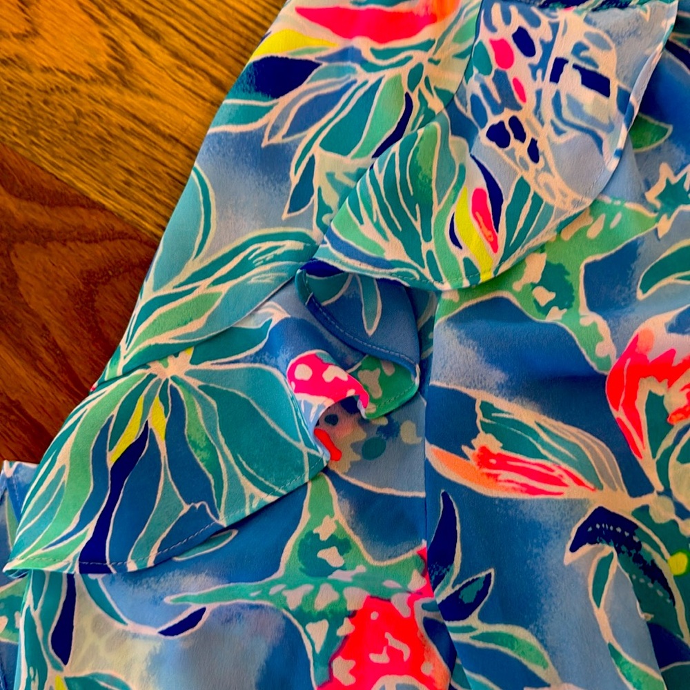 Lilly Pulitzer Blue and Green Floral Top - Picture 3 of 4